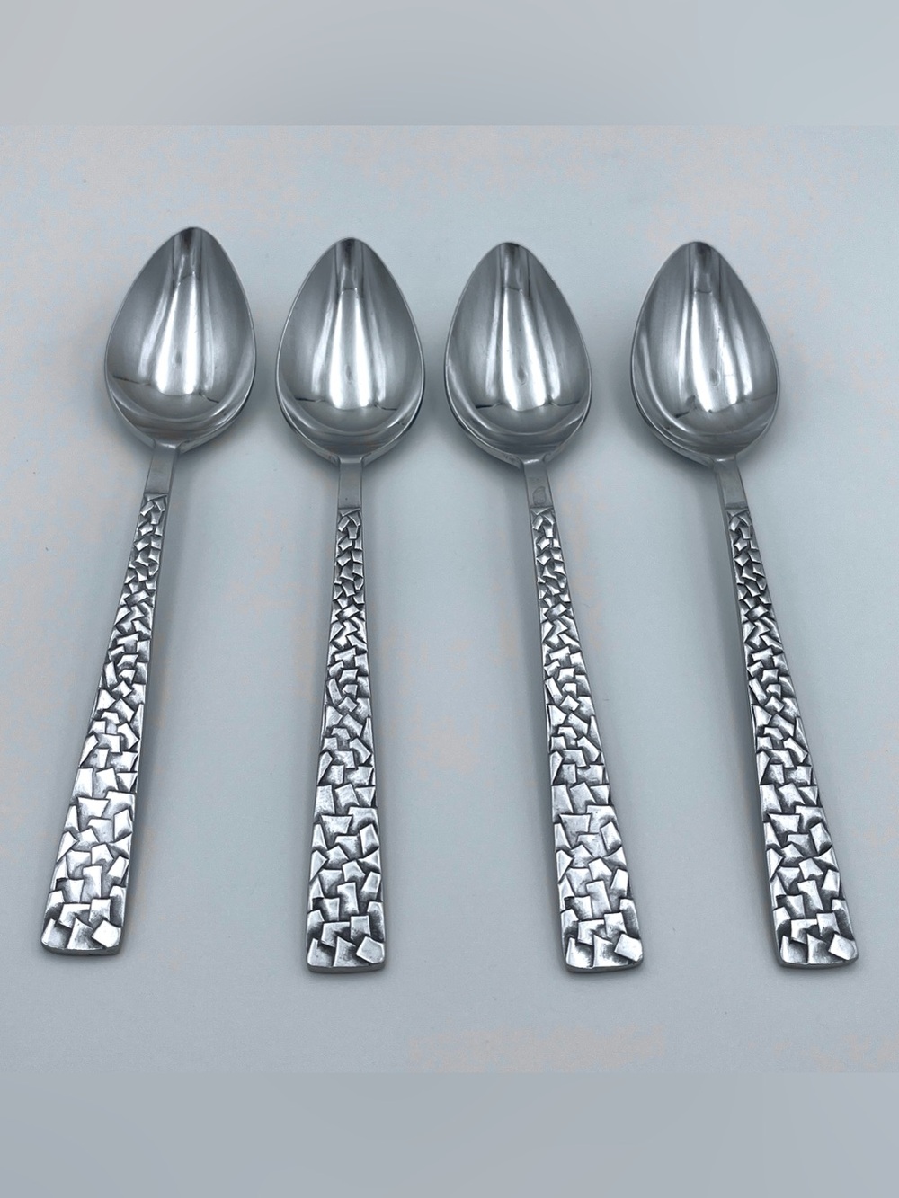 Vintage National Silver Co PAMPLONA Stainless Steel Soup Spoons - MCM - Set of 4